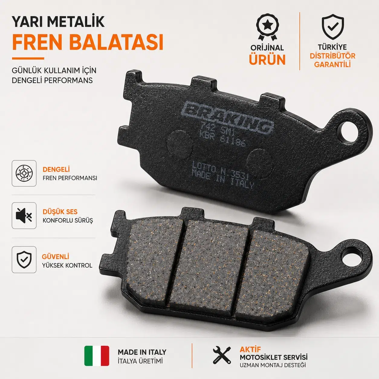 Braking Honda Cbf500 (2004-2008) Yarı Metalik Arka Fren Balatası