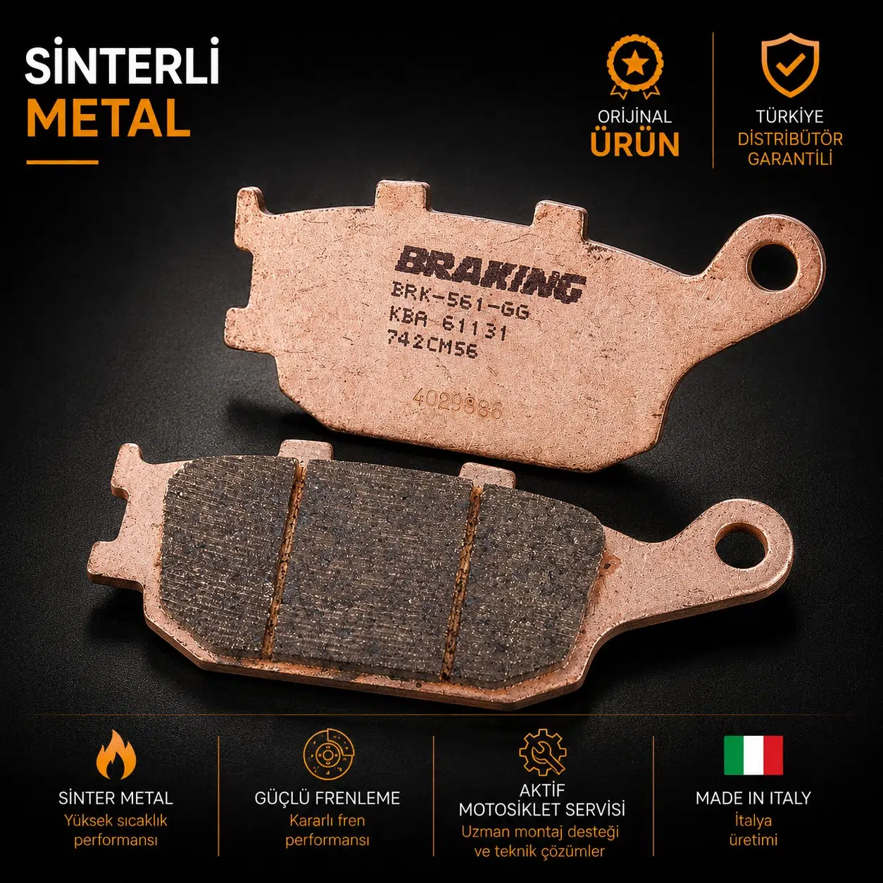 Braking Honda Nc700 S (2012-2013) Sinterli Arka Fren Balatası