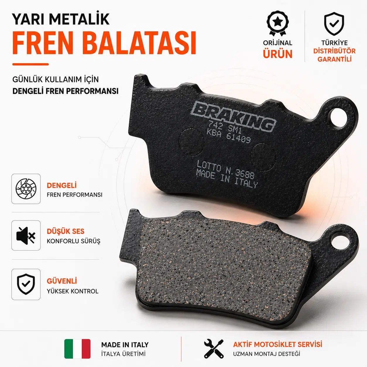 Braking Kawasaki Z 750 S (2004-2006) Yarı Metalik Arka Fren Balata