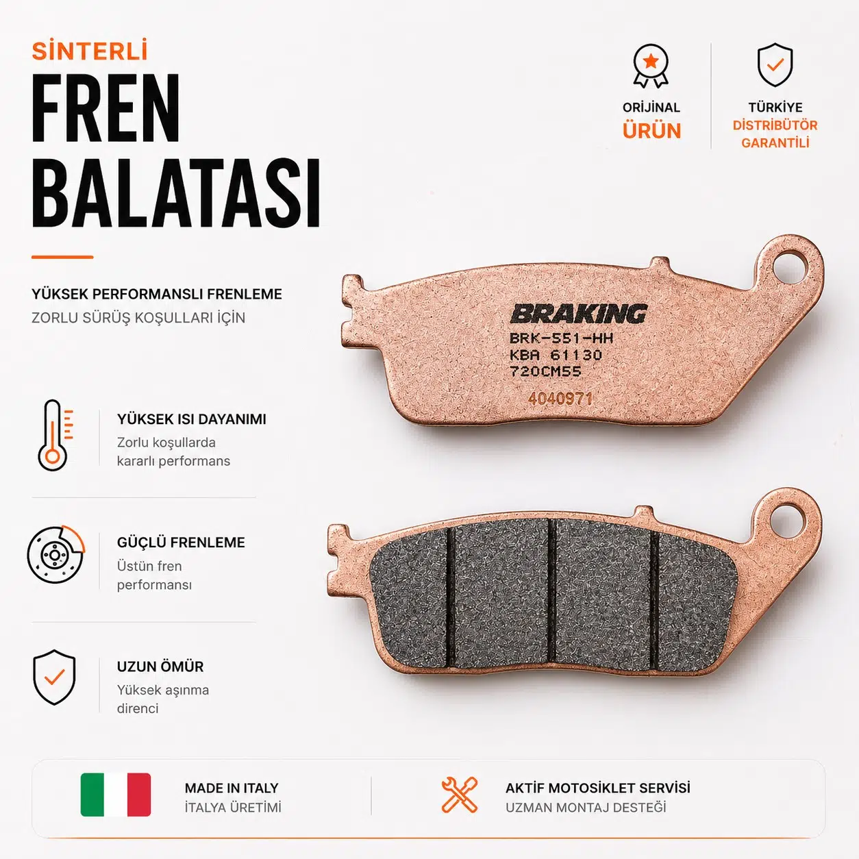 Braking Kymco Downtown İ 300 (2009-2014) Sinterli Ön Fren Balatası