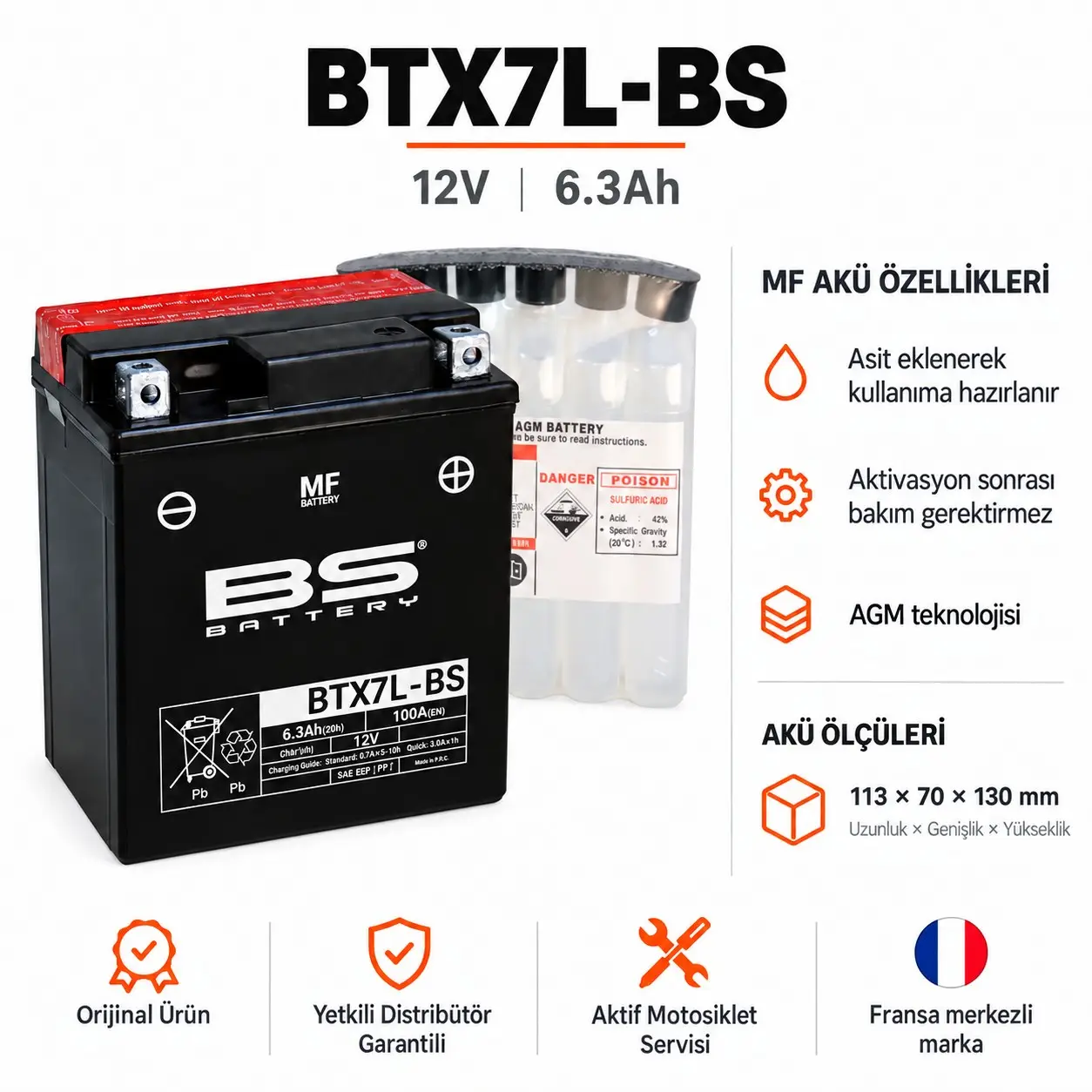 Bs Batery Suzuki Van Van 125 (2015-2017) Akü BTX7L-BS