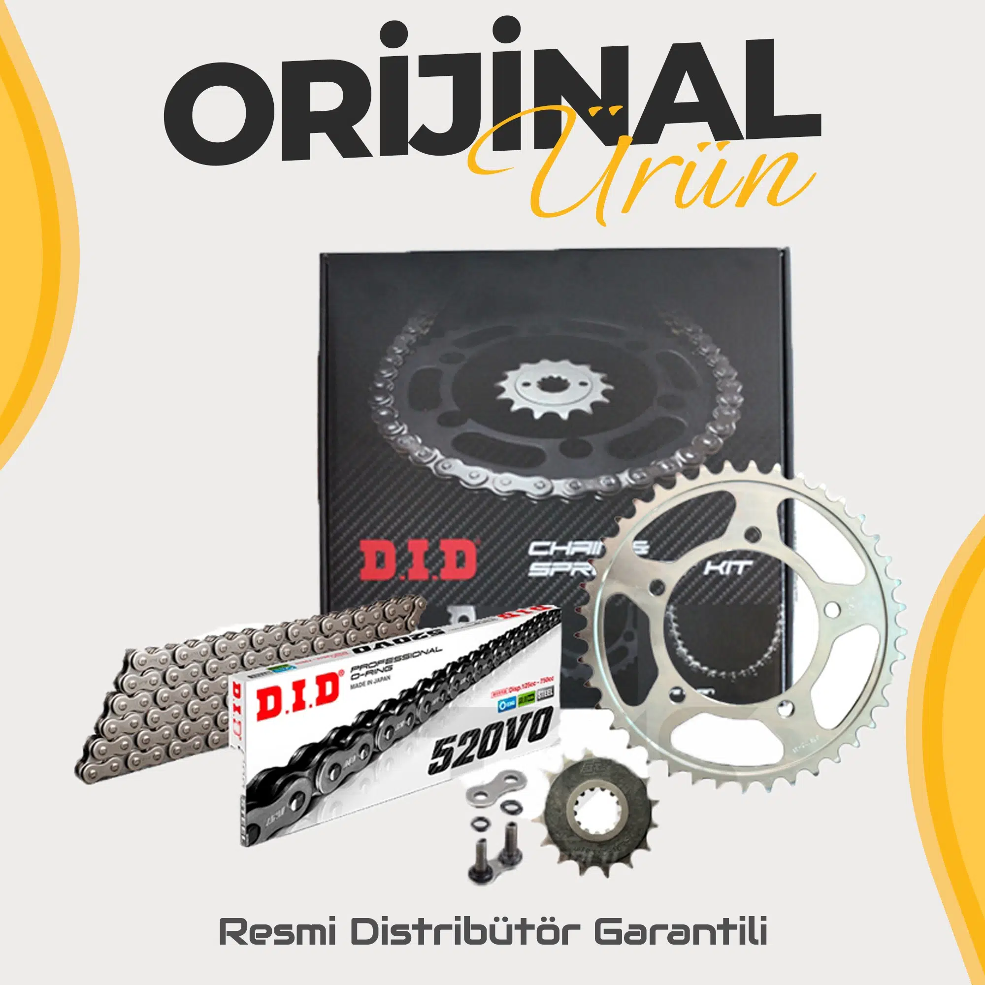 Dıd Bajaj Pulsar N 250 Zincir Dişli Seti (2022-2025) O-Ringli Zincir (Çelik Renk)