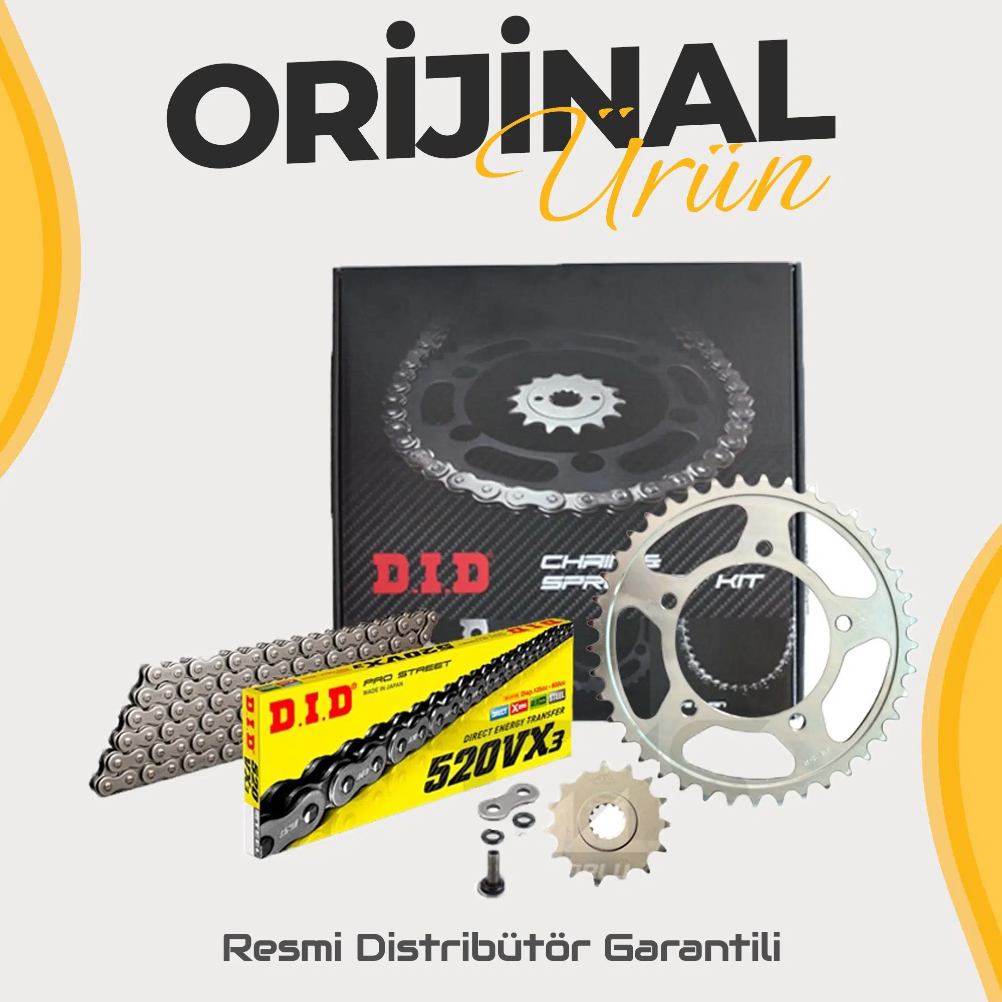 Dıd Bajaj Pulsar N 250 Zincir Dişli Seti (2022-2025) X-Ringli Zincir (Çelik Renk)
