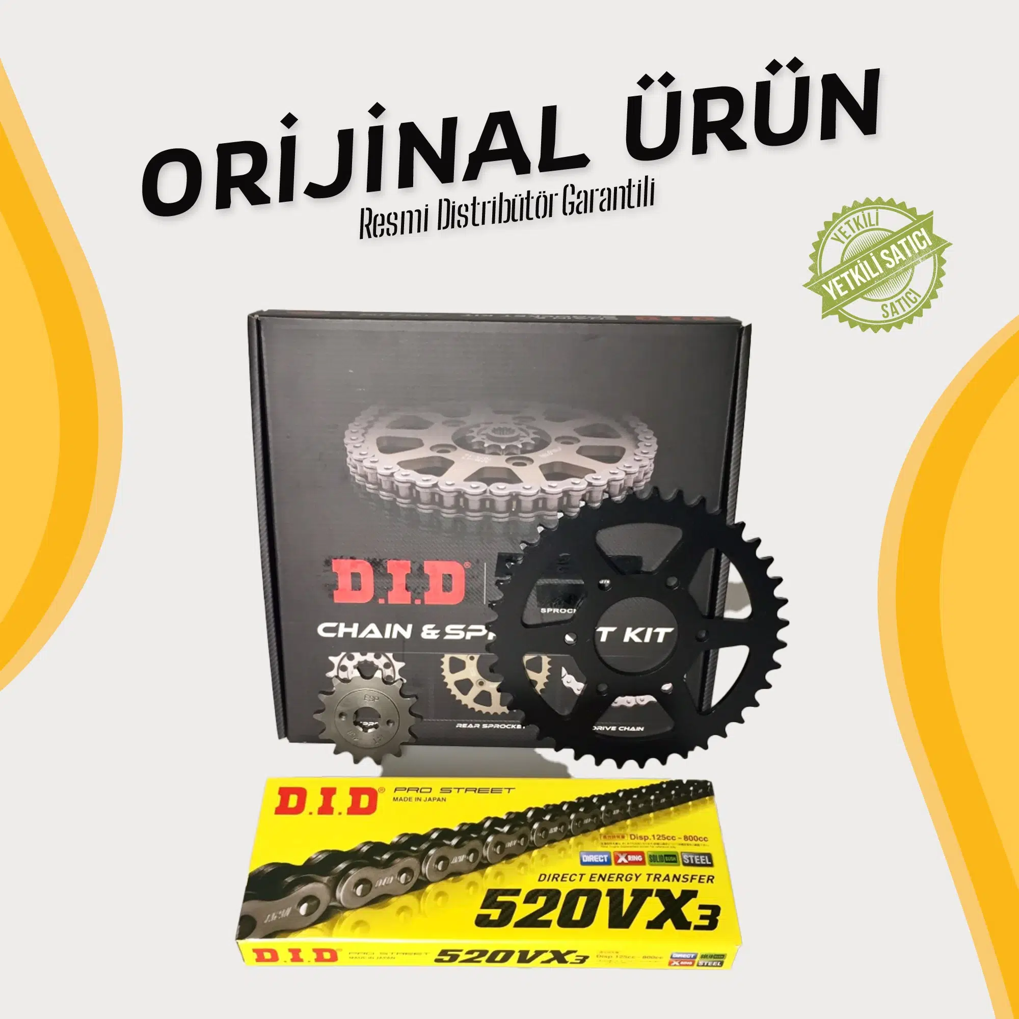 Dıd Bajaj Pulsar Rs 200 Zincir Dişli Seti (2015-2025) X-Ringli Zincir (Çelik Renk)