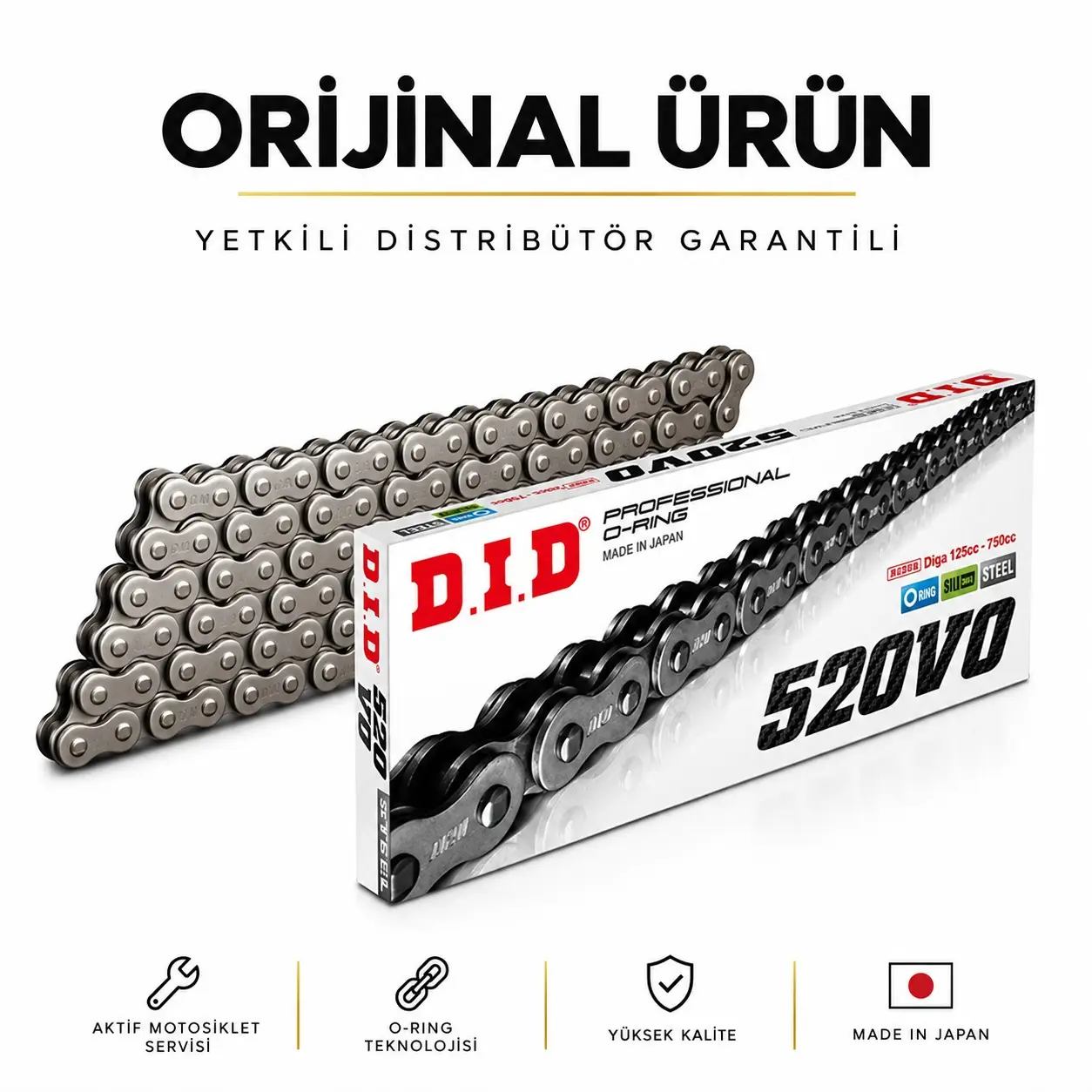 Dıd Bmw G310 R (2016-2020) 520-112 O-Ringli Zincir (Çelik Renk)