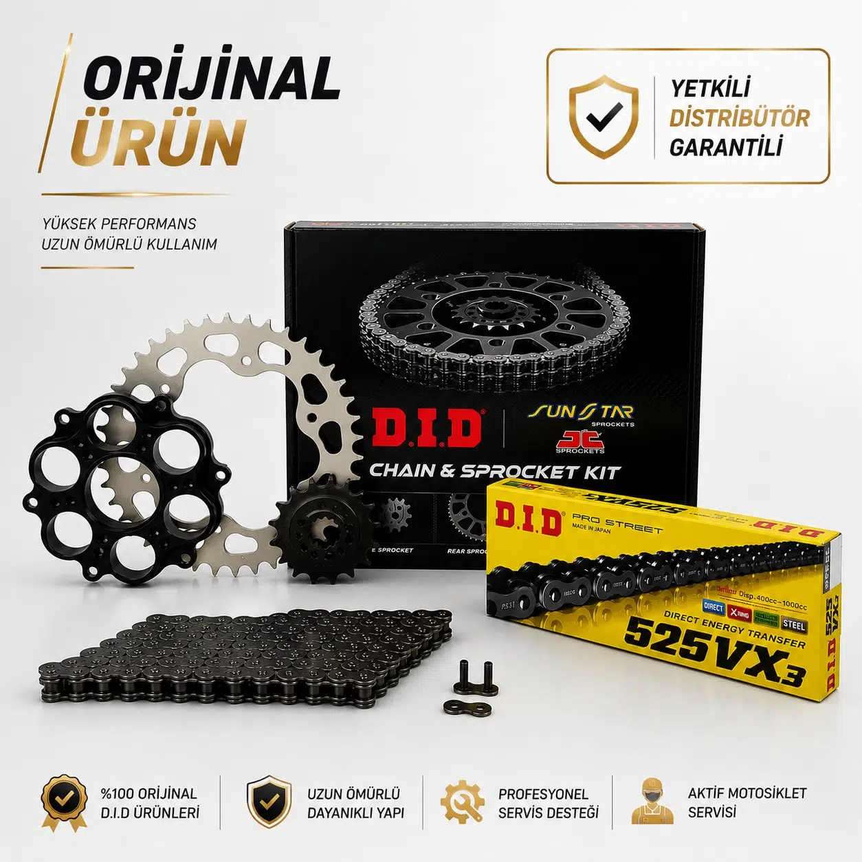 Dıd Ducati Hypermotard 796 Zincir Dişli Set (2010-2011) X-Ringli Zincir (Çelik Renk)