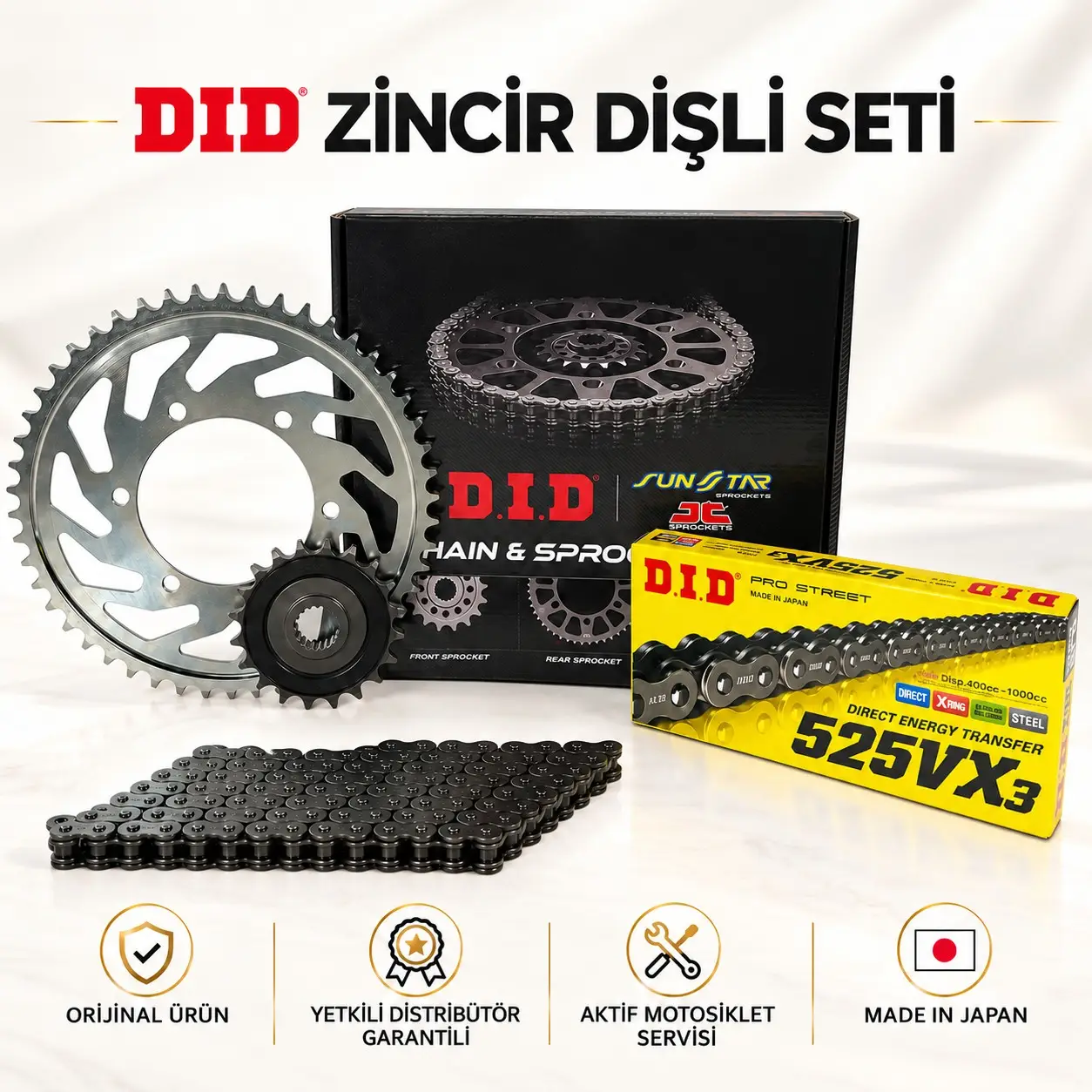Dıd Ducati Multistrada V4 1160 (2021-2024) Zincir Dişli Set X-Ringli Zincir (Çelik Renk)