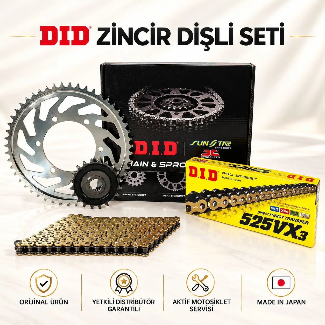 Dıd Ducati Multistrada V4 1160 (2021-2024) Zincir Dişli Set X-Ringli Zincir (Gold Renk)