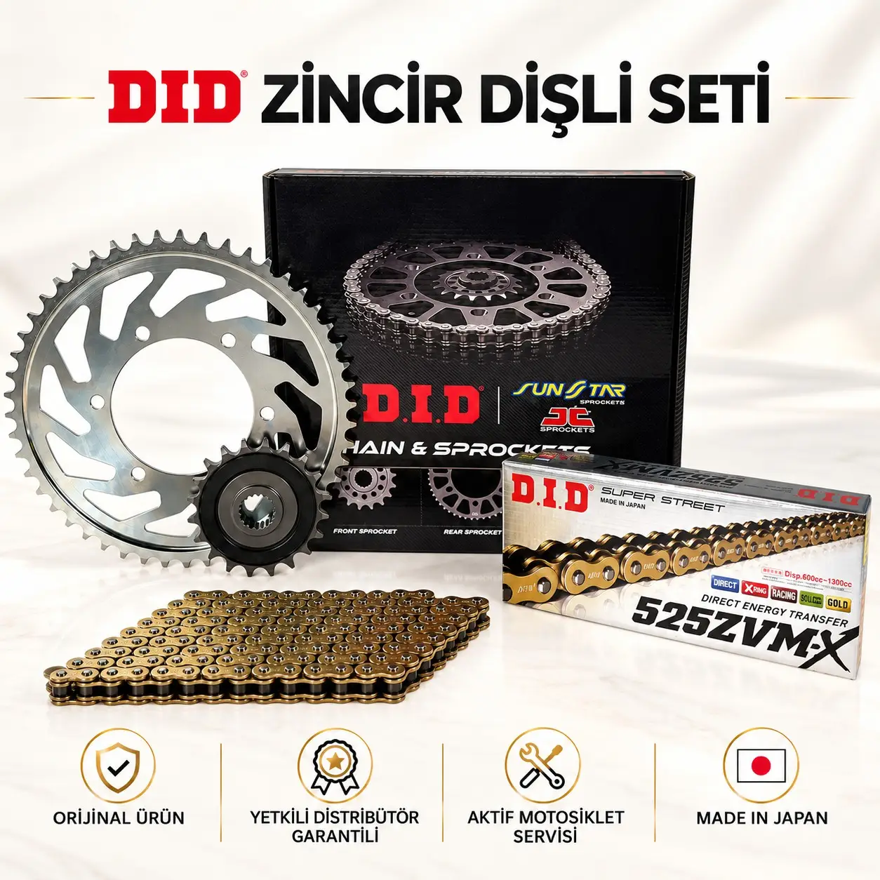 Dıd Ducati Multistrada V4 Pikes Peak (2022-2024) Zincir Dişli Set Zvmx Zincir (Gold Renk)