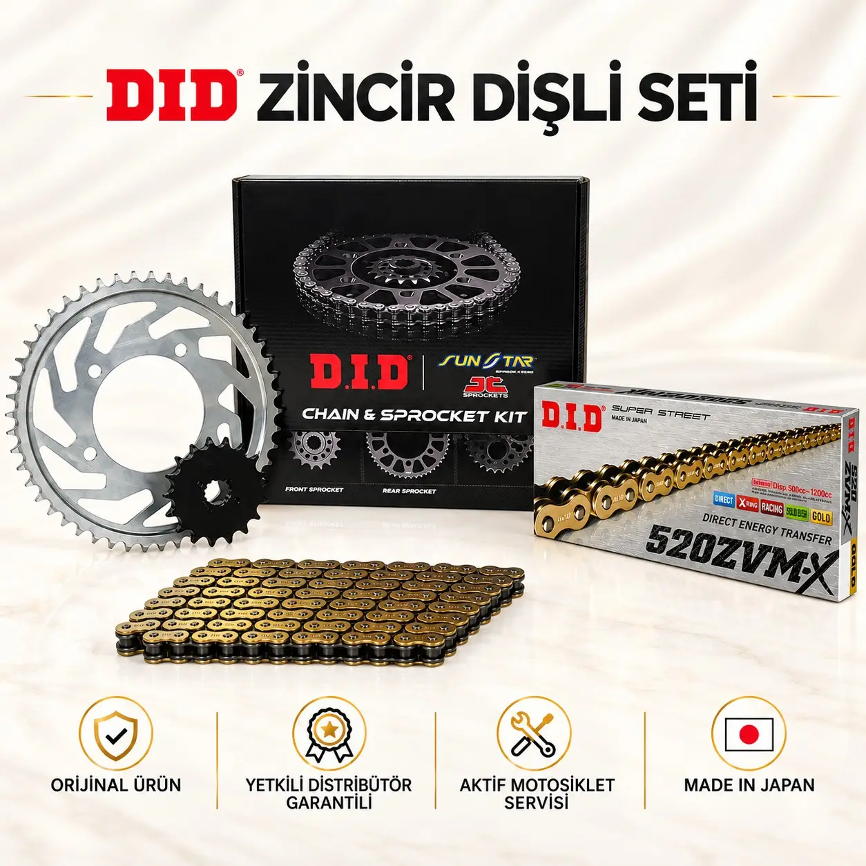 Dıd Ducati Scrambler 1100 (2018-2023) Zincir Dişli Set Zvmx Zincir (Gold Renk)