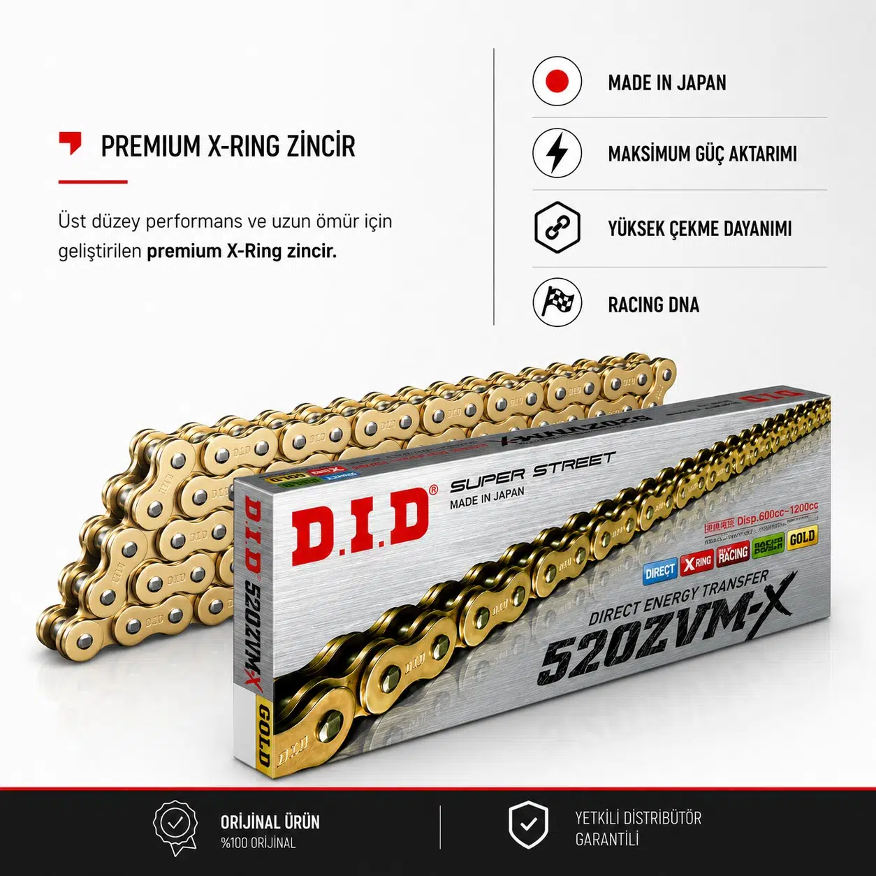 Dıd Honda Cb6500f (2013-2019) 520-112 Zvmx Zincir (Gold Renk)