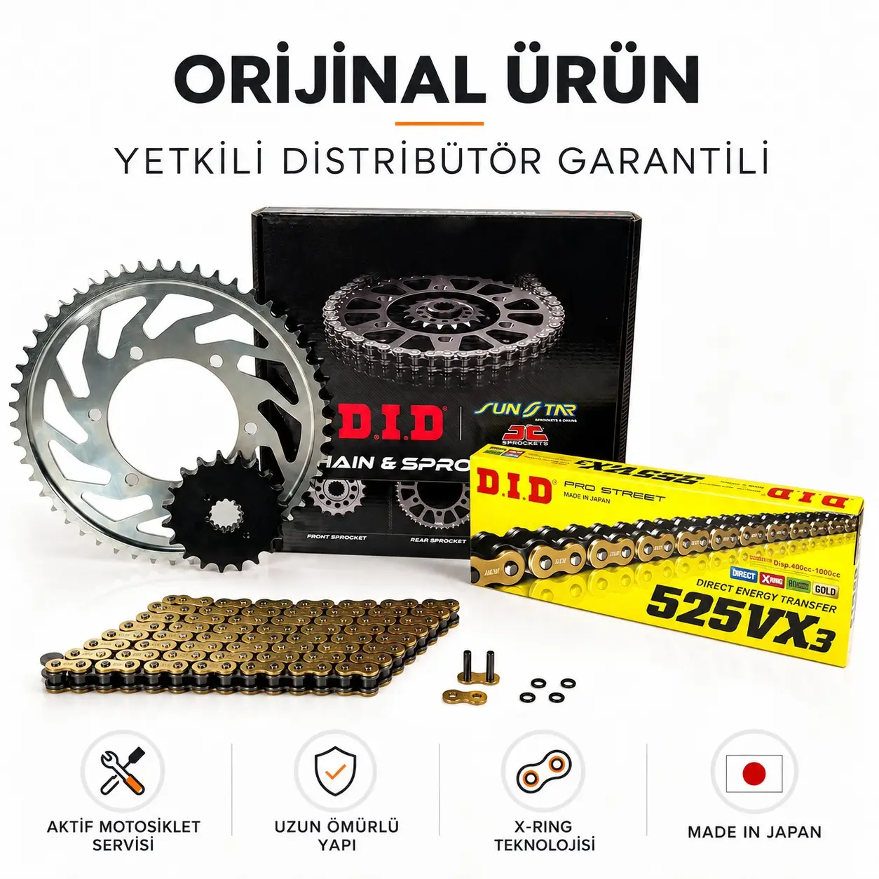 Dıd Kawasaki Versys 1000 Zincir Dişli Seti (2012-2022) X-Ringli Zincir (Gold Renk)