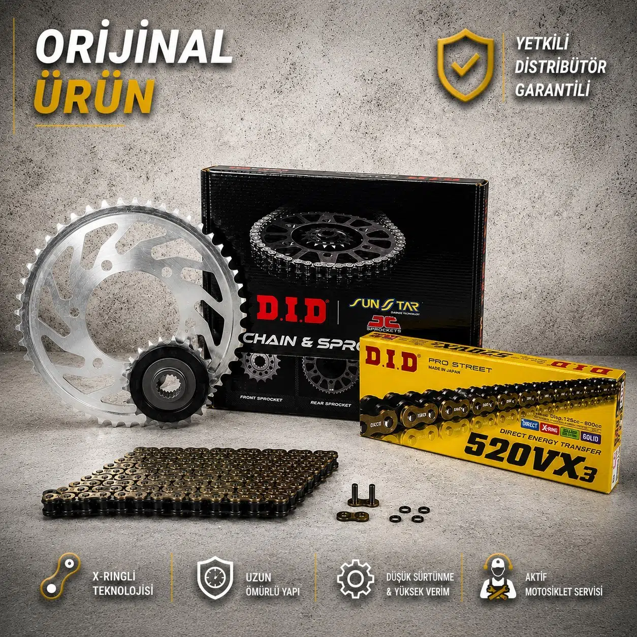 Dıd Kawasaki Z 800e Zincir Dişli Seti (2013-2016) X-Ringli Zincir (Gold Renk)