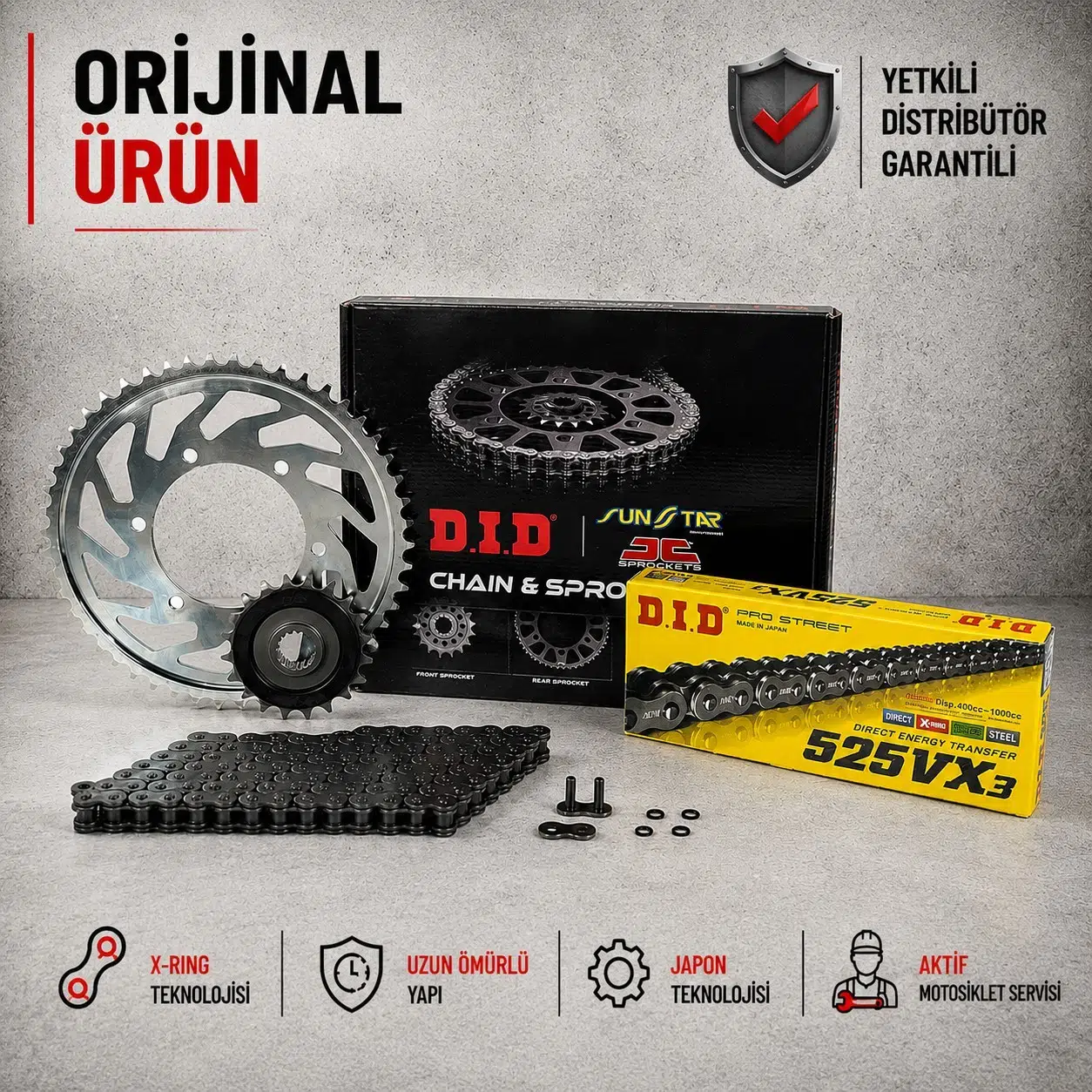 Dıd Triumph Thruxton 1200r Zincir Dişli Seti (2016-2017) X-Ringli Zincir (Çelik Renk)